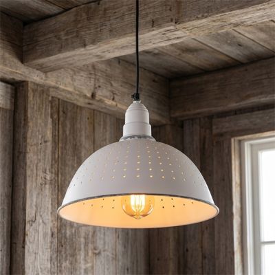 Farmhouse Colander Pendant Light White