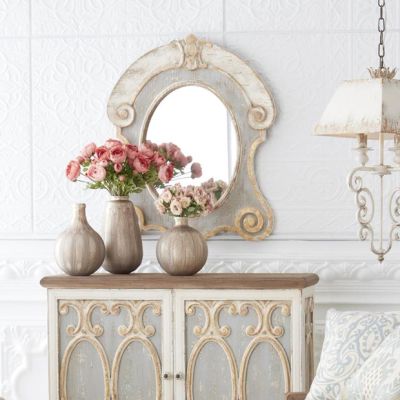 Farmhouse Manor Weathered Ornate Wall Mirror