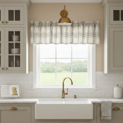 Farmhouse Neutrals Woven Plaid Window Valance