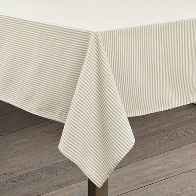 Farmhouse Ticking Stripe Tablecloth Neutral