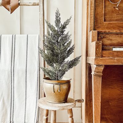 Faux Cedar Tree In Plastic Pot