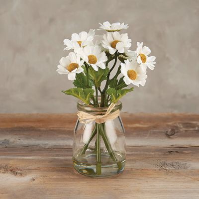 Faux Daisy Bouquet in Jar Vase Set of 2