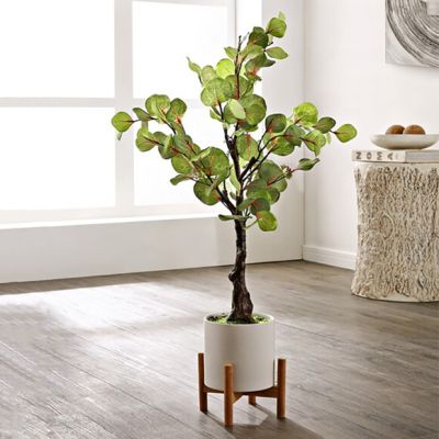 Faux Eucalyptus Tree In White Pot