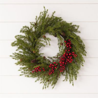 Faux Fir with Pinecones and Berries Wreath
