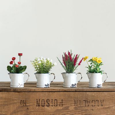 Faux Flowers in Pitcher Set of 4