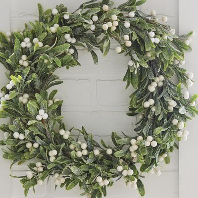 Faux Frosted Mistletoe Wreath 20 Inch
