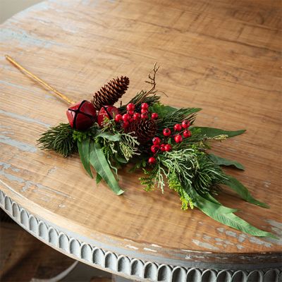 Faux Greenery and Berries Pick With Bell