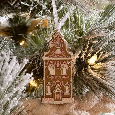Faux Iced Gingerbread Church Ornament