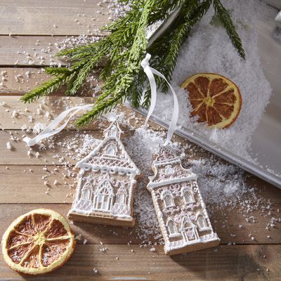 Faux Iced Gingerbread Church Ornament