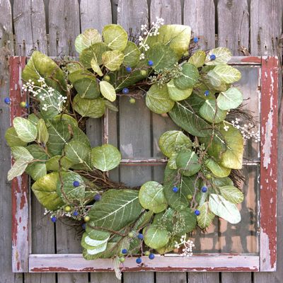Faux Magnolia Leaf and Berries Wreath