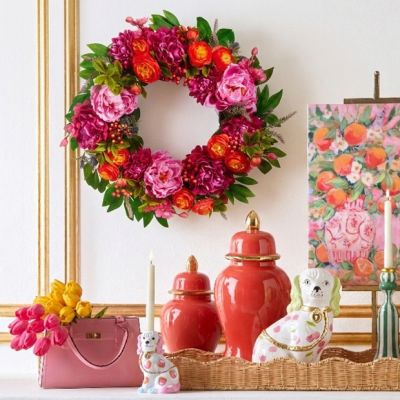 Faux Mixed Spring Florals Wreath