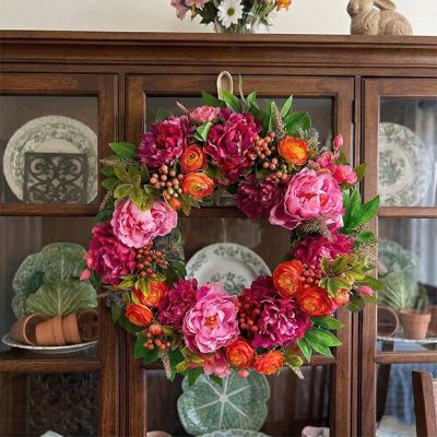 Faux Mixed Spring Florals Wreath
