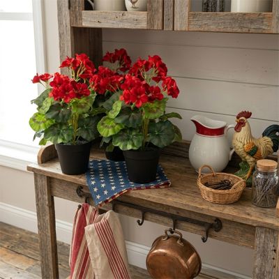 Faux Potted Red Geranium Set of 3