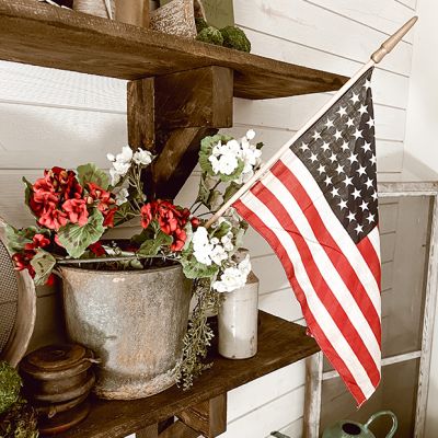 Faux Red Geranium Spray