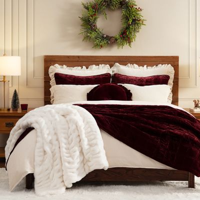 Faux Silk Velvet 3 Piece Double Box Stitch Quilt Set