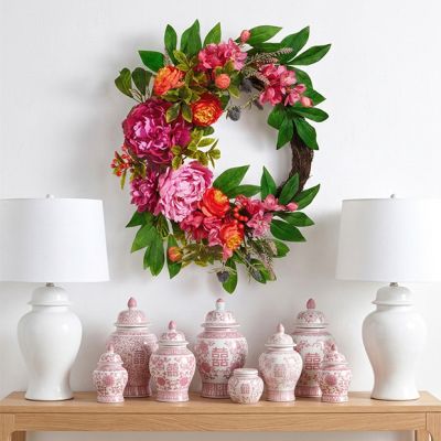 Faux Spring Mixed Florals Half Wreath
