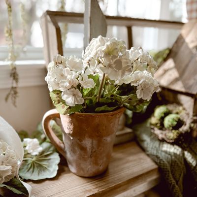 Faux White Geranium Spray