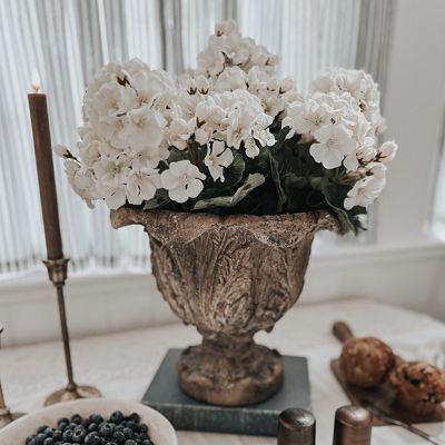 Faux White Geranium Stems Bush