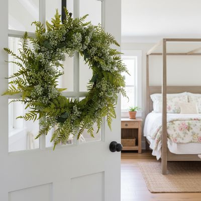 Faux White Sedum Greenery Wreath