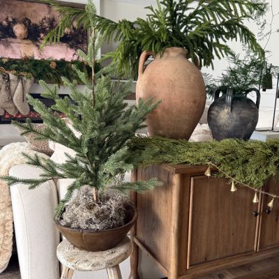Faux Woodland Fir In Burlap Wrapped Base 40 Inch