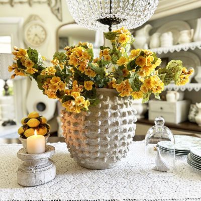 Faux Yellow Geranium Stem Spray