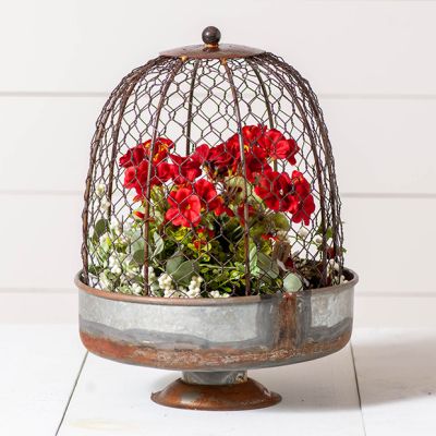 Farmhouse Chicken Wire Dome Planter
