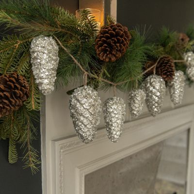 Festive Accents Glittered Pinecone Garland