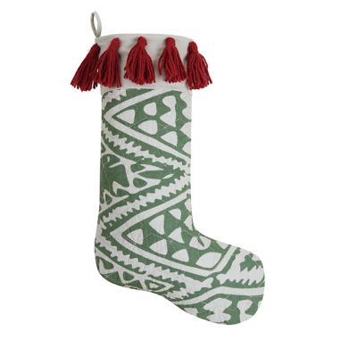 Festive Christmas Quilted Stocking with Tassels