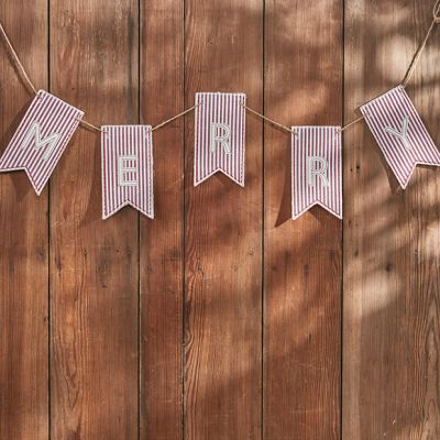 Festive Farmhouse Striped Merry Banner Sign