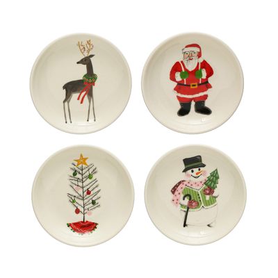 Festive Stoneware Dish Set of 4