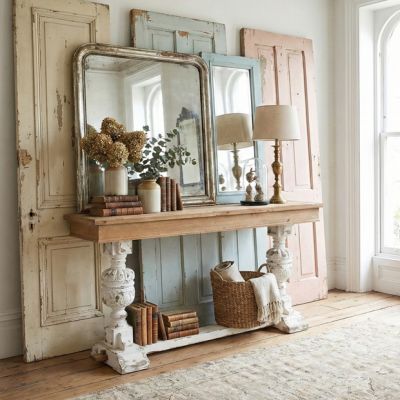 Fir Wood Buffet Table With Carved Base