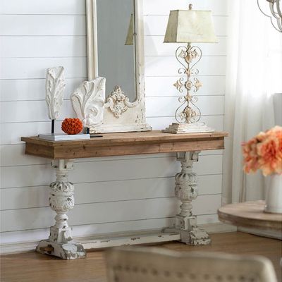 Fir Wood Buffet Table With Carved Base