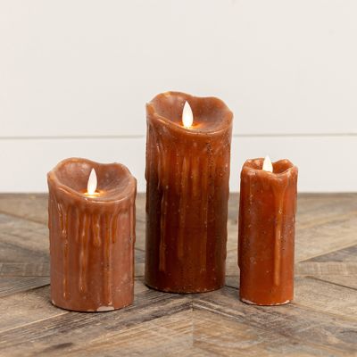 Flameless Bronze Pillar Candle One of Each