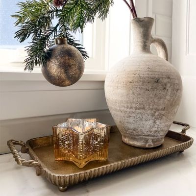 Flameless Gold Mercury Glass Star Candle 5.5 inch