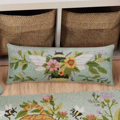 Floral Bee Hook Pillow Rectangle