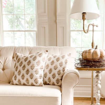 Floral Block Print Accent Pillow