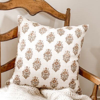 Floral Block Print Accent Pillow