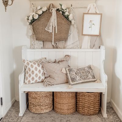Floral Block Print Accent Pillow
