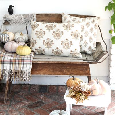 Floral Block Print Lumbar Pillow