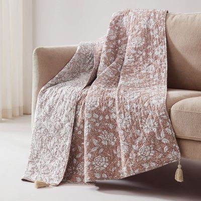 Floral Block Print Reversible Throw Blanket