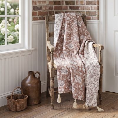 Floral Block Print Reversible Throw Blanket