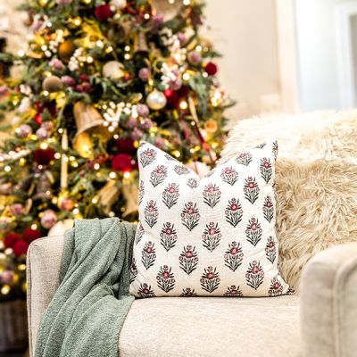 Floral Block Print Throw Pillow