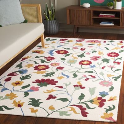 Floral Blossoms Ivory/Red Area Rug