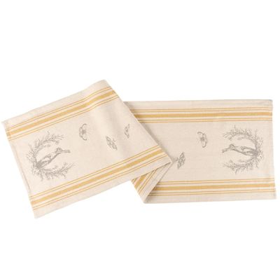 Floral Crest Bunny Striped Table Runner