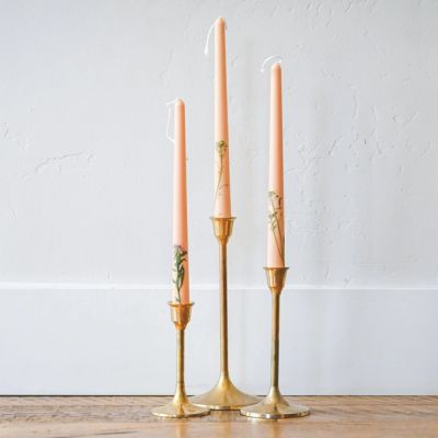 Floral Inlaid Taper Candle Set of 3