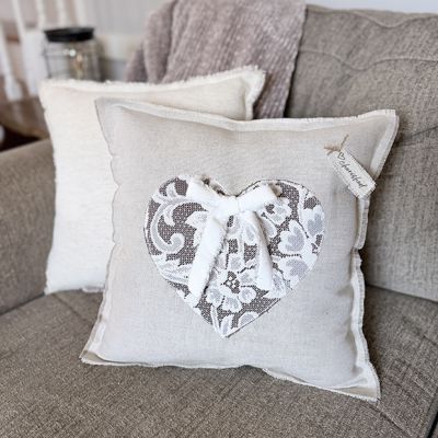 Floral Lace Cherished Heart Pillow