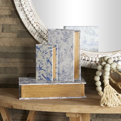 Floral Pattern Canvas Book Box Set of 3