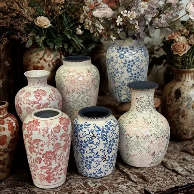 Floral Pattern Ceramic Vessel