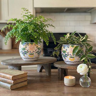 Floral Pattern Terracotta Planter Pot Set of 2