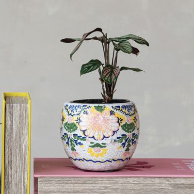 Floral Pattern Terracotta Planter Pot